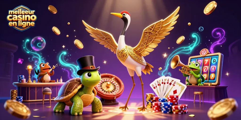 Profitez des jeux au meilleur casino en ligne avec des personnages animés et une ambiance festive.