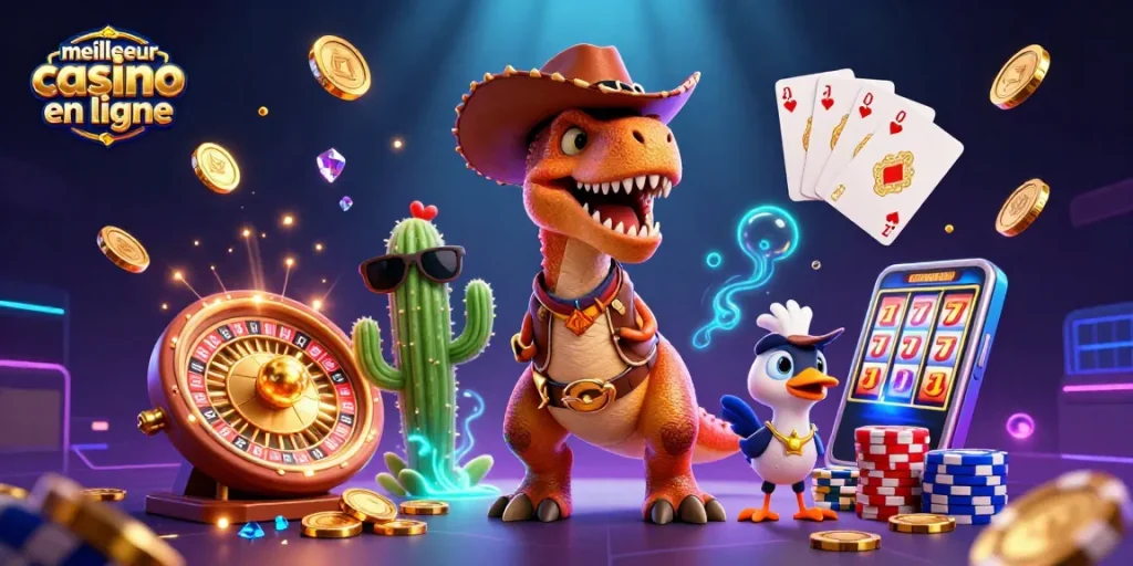 Visitez le meilleur casino en ligne avec notre illustration captivante de jeux de casino.