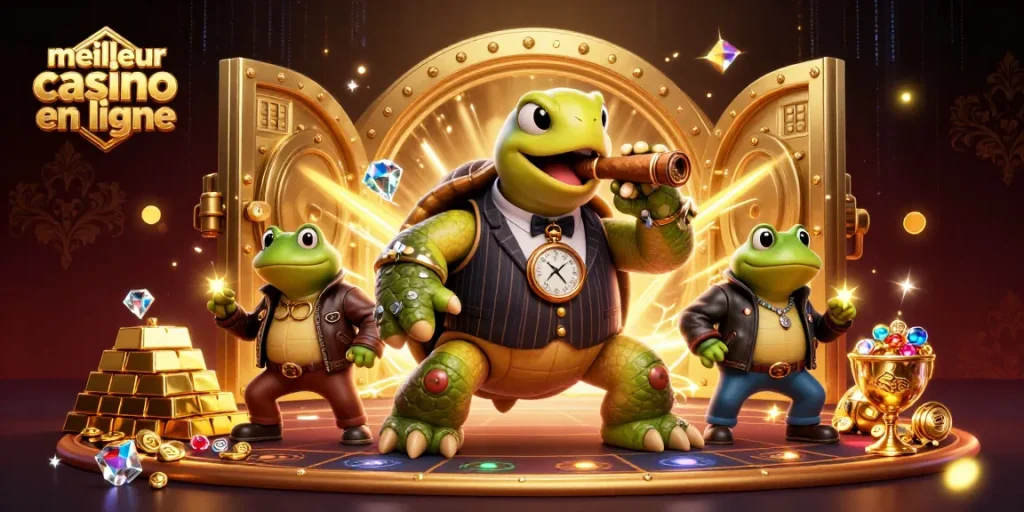 Jouer au meilleur casino en ligne avec une ambiance de luxe, gambling avec tortue et grenouilles.