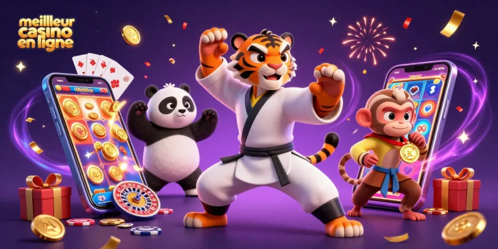 Découvrez le meilleur casino en ligne avec un tigre maître kung fu et des jeux animés.