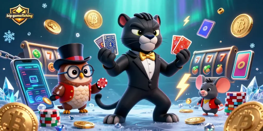 Engage in big-gamefishing with stylish characters in a vibrant casino scene packed with action.
