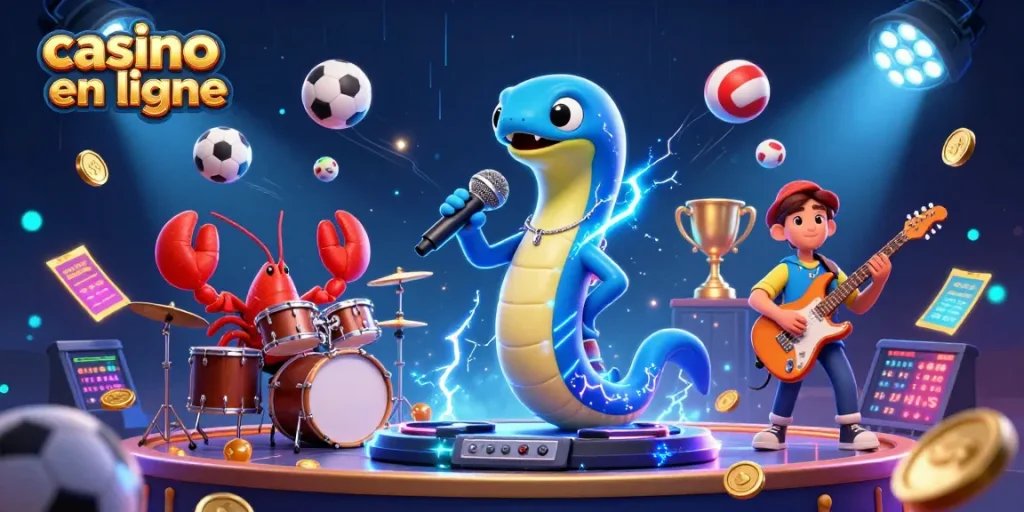 Profitez de l'ambiance du casino en ligne avec des personnages 3D dans un spectacle animé sous-marin.
