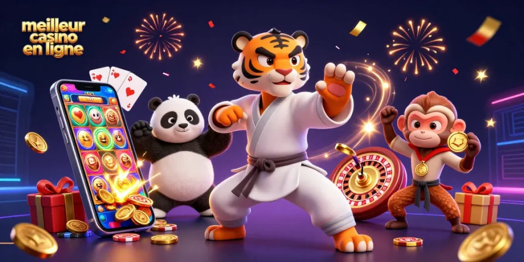 Gagnez avec le meilleur casino en ligne grâce à cette illustration dynamique ludique.