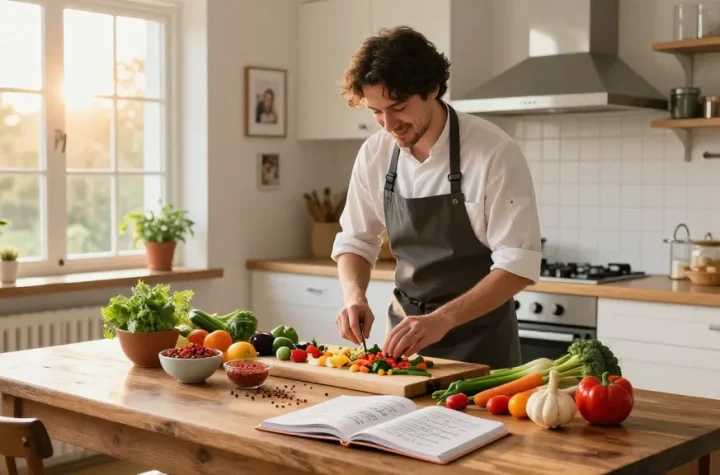 Visit our blog for delicious recipes and culinary tips from a friendly home chef in a cozy kitchen.