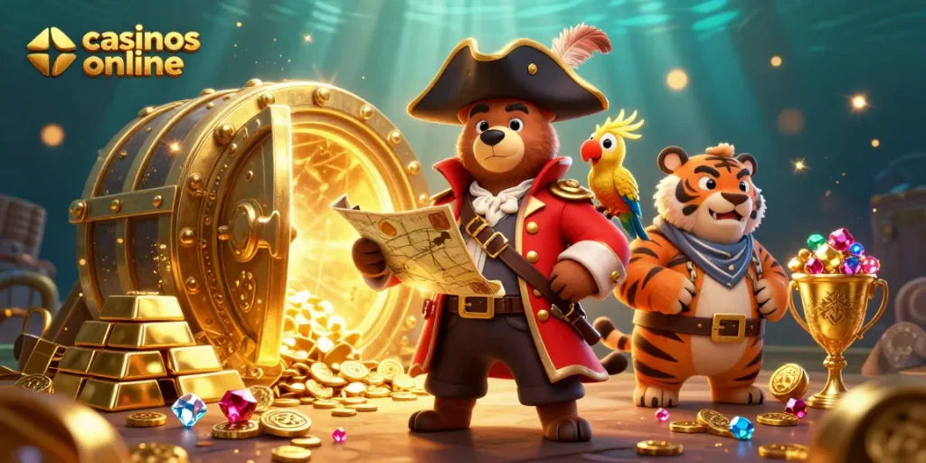 Juega en casinos online con el capitán oso y su tripulación de tesoros y aventuras.