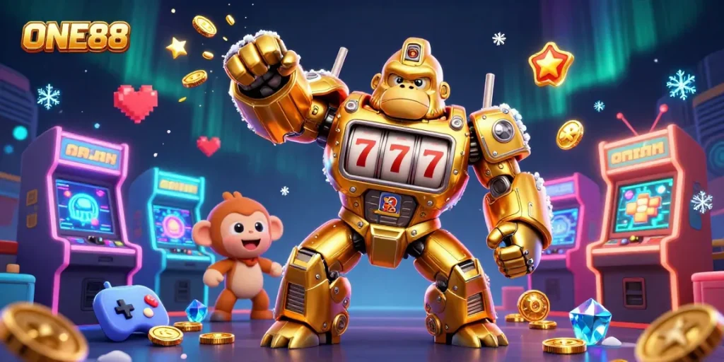 Engage in thrilling slots at ONE88 with dynamic 3D gaming action and vibrant visuals.