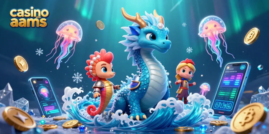 Gioca nei casino non AAMS con la presenza di un drago d'acqua, cavaliere seahorse e medusa, elementi di criptovaluta inclusi.