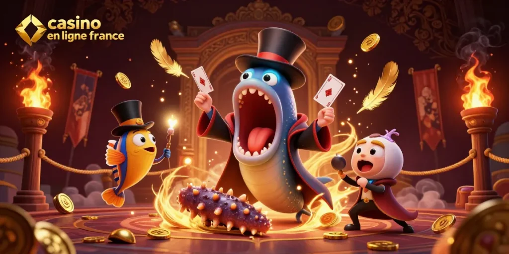 Jouer à des jeux de casino en ligne France avec des créatures marines magiques sous un fond luxueux