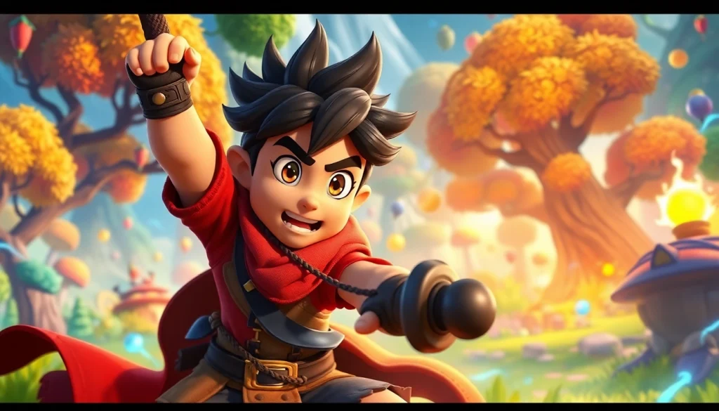 Engaging character from the yono game in a vibrant quest setting.