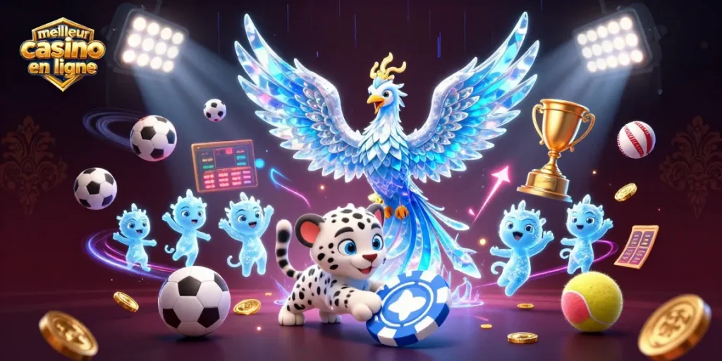 Jouez au meilleur casino en ligne avec des personnages de jeux et un décor vibrant d'énergie.