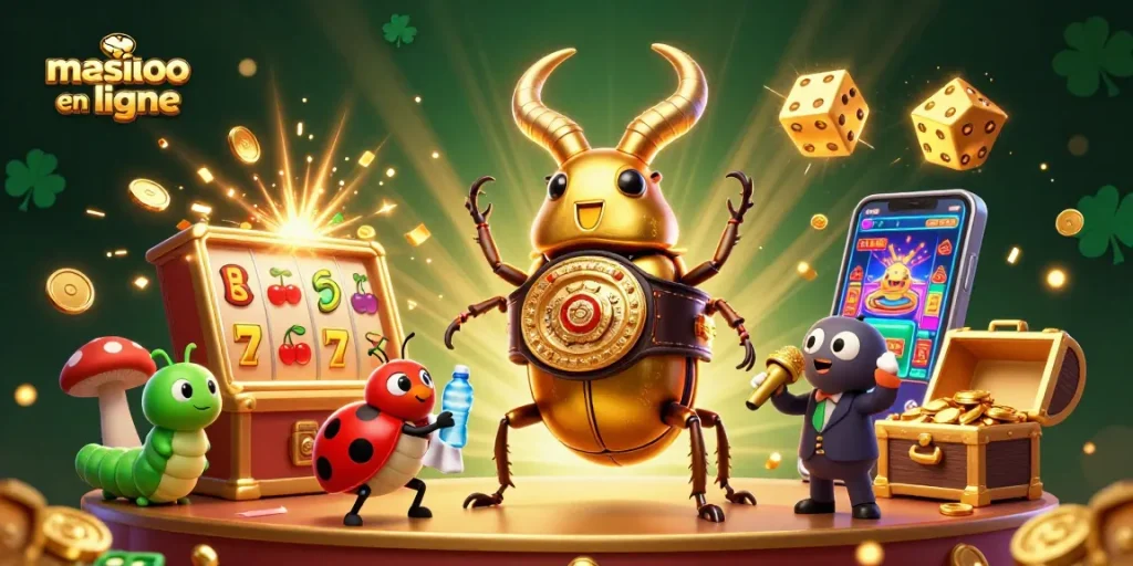 Illustration d'un visuel captivant avec des personnages de casino, représentant le meilleur casino en ligne.