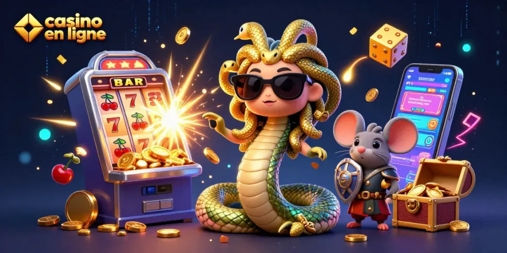 Découvrez l'univers captivant du casino en ligne avec Méduse et un guerrier souris.