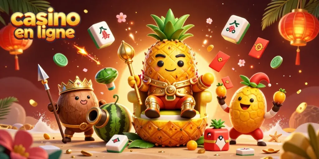 Casino en ligne: Jouez avec le roi ananas dans un cadre vibrant et festif.