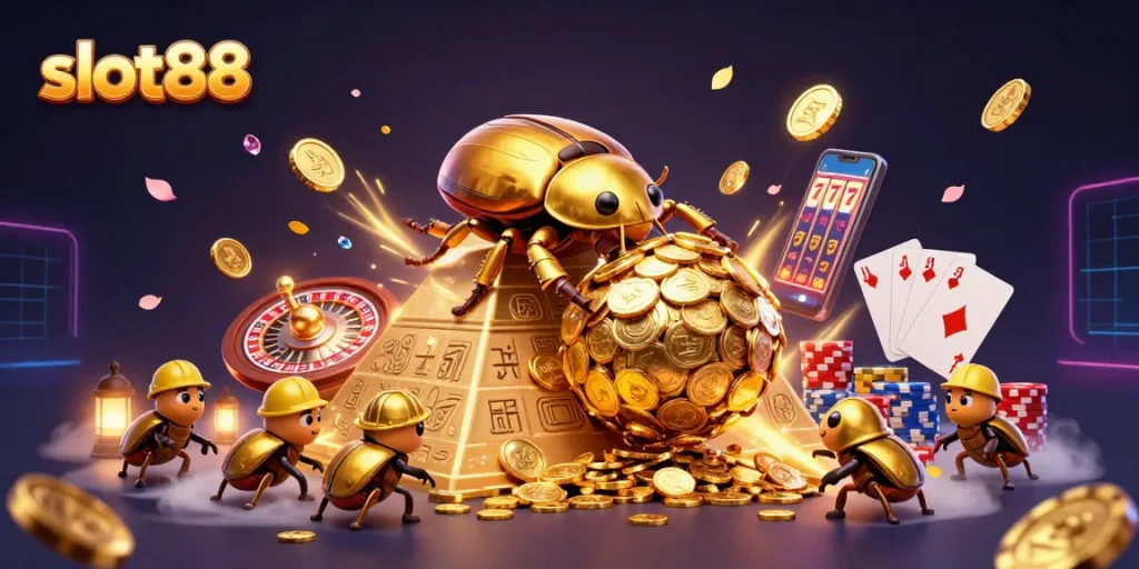 Engage with slot88's thrilling gaming experience featuring dynamic characters and sparkling casino elements.