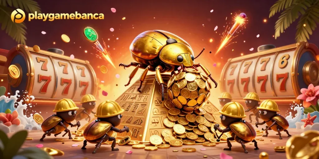 Experience thrilling gameplay at playgamebanca with vibrant 3D illustrations highlighting casino excitement.
