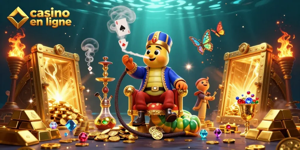 Jouer au casino en ligne avec des symboles de poker dans un monde magique.