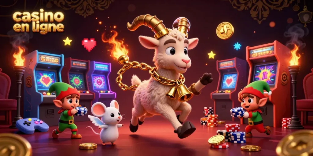 Jouer à des jeux captivants dans un casino en ligne avec un Krampus et ses joyeux complices.