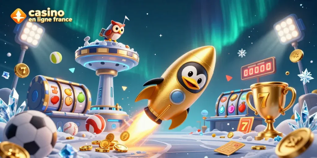 Profitez de l'excitation des jeux de casino en ligne France avec ce visuel dynamique riche en éléments.