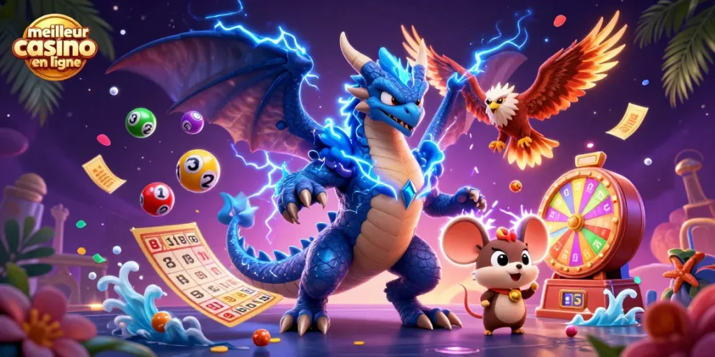 Découvrez le meilleur casino en ligne avec un dragon, un faucon et des éléments de jeu captivants.